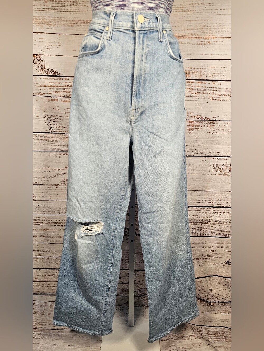 MOTHER Tunnel Vision Sneak Super High Rise Wide Leg Jeans 28 Sippin Sweet Tea